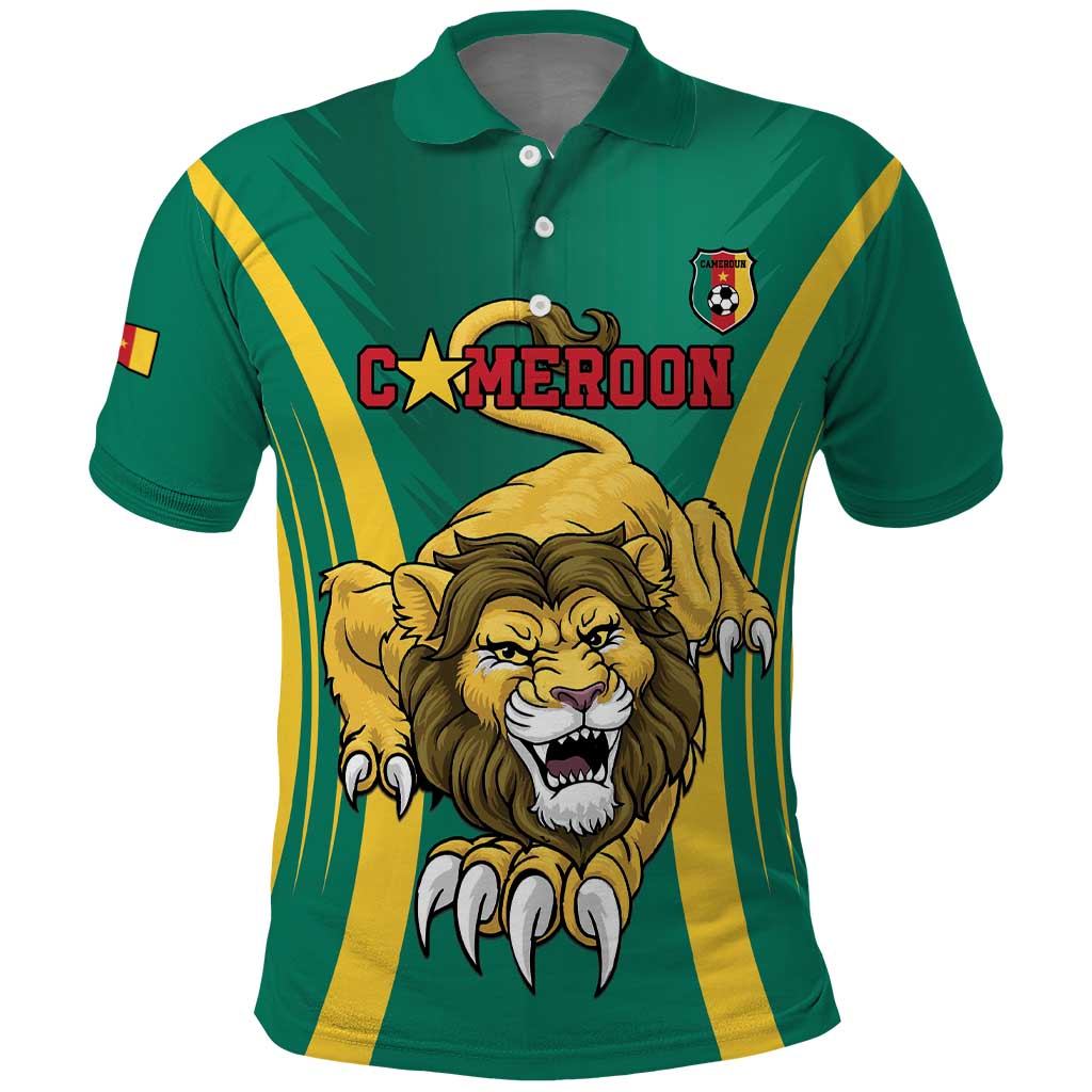 Custom Cameroon Football Polo Shirt Go Indomitable Lions - Wonder Print Shop