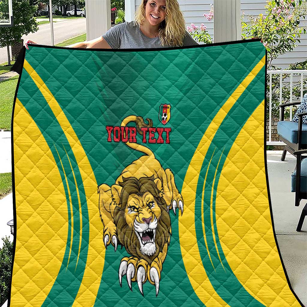 Custom Cameroon Football Quilt Go Indomitable Lions - Wonder Print Shop