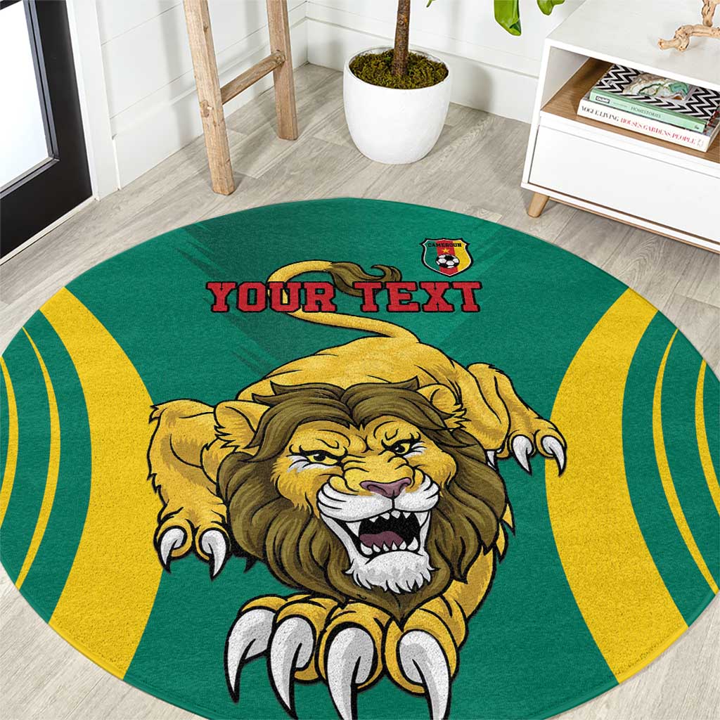 Custom Cameroon Football Round Carpet Go Indomitable Lions - Wonder Print Shop