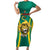 Custom Cameroon Football Short Sleeve Bodycon Dress Go Indomitable Lions - Wonder Print Shop