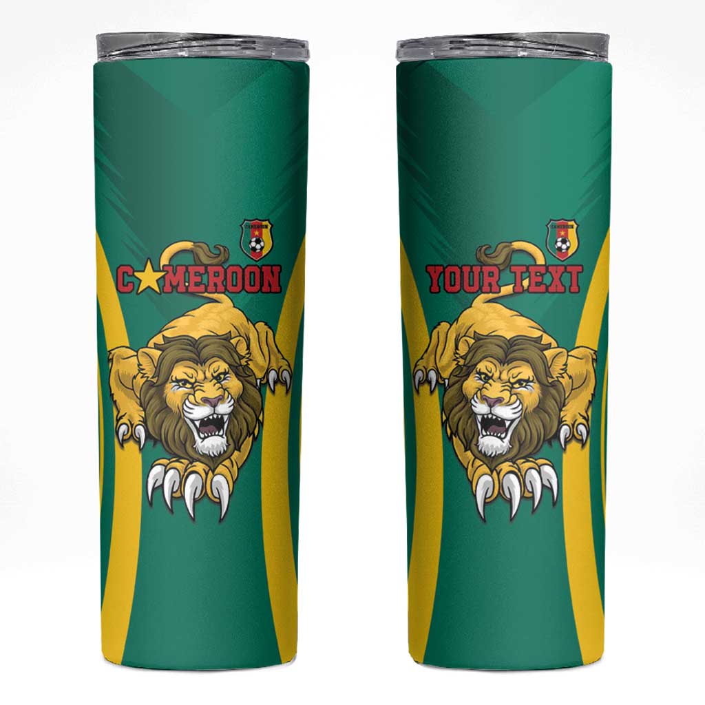 Custom Cameroon Football Skinny Tumbler Go Indomitable Lions - Wonder Print Shop