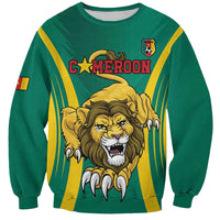 Green football sweatshirt with CAMEROON lion graphic and yellow side stripes