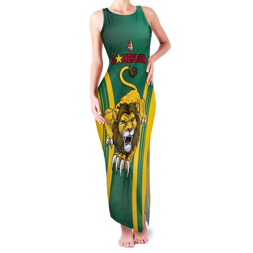 Custom Cameroon Football Tank Maxi Dress Go Indomitable Lions - Wonder Print Shop