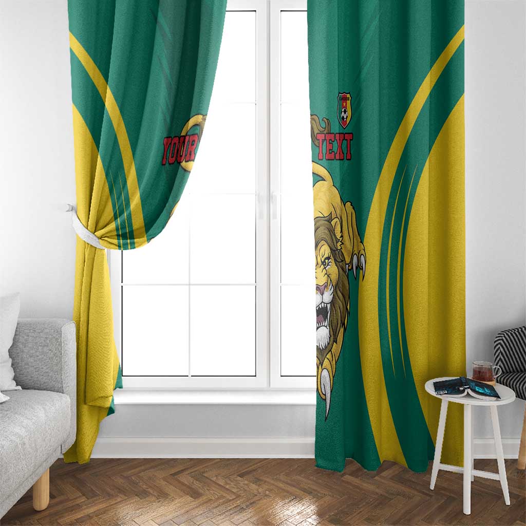 Green and yellow lion custom window curtain with diagonal stripes for room windows