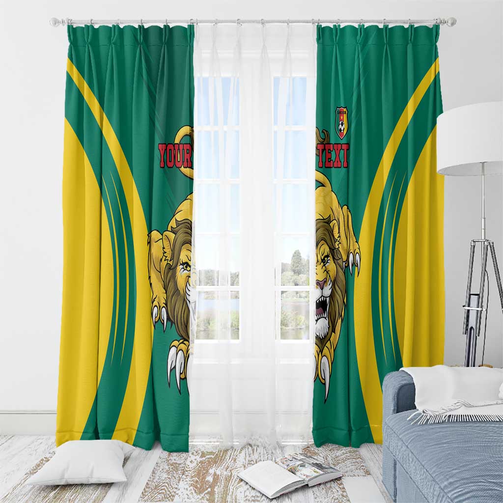 Custom football window curtains, green and yellow lion graphic with hanging rod rings