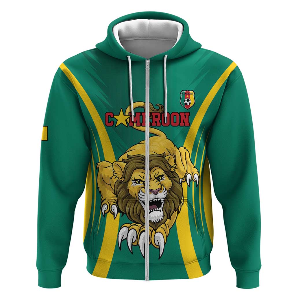 Custom Cameroon Football Zip Hoodie Go Indomitable Lions - Wonder Print Shop