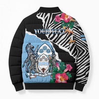 Personalized Botswana Independence Day Bomber Puffer Jacket Coat Of Arms Devils Claw - Wonder Print Shop