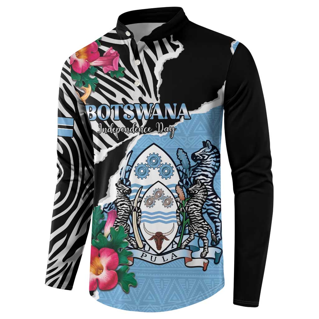 Personalized Botswana Independence Day Button Sweatshirt Coat Of Arms Devils Claw - Wonder Print Shop