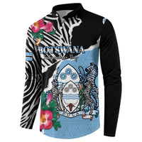 Personalized Botswana Independence Day Button Sweatshirt Coat Of Arms Devils Claw - Wonder Print Shop