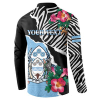 Personalized Botswana Independence Day Button Sweatshirt Coat Of Arms Devils Claw - Wonder Print Shop
