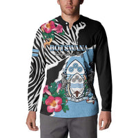 Personalized Botswana Independence Day Button Sweatshirt Coat Of Arms Devils Claw - Wonder Print Shop