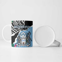 Personalized Botswana Independence Day Ceramic Mug Coat Of Arms Devils Claw - Wonder Print Shop