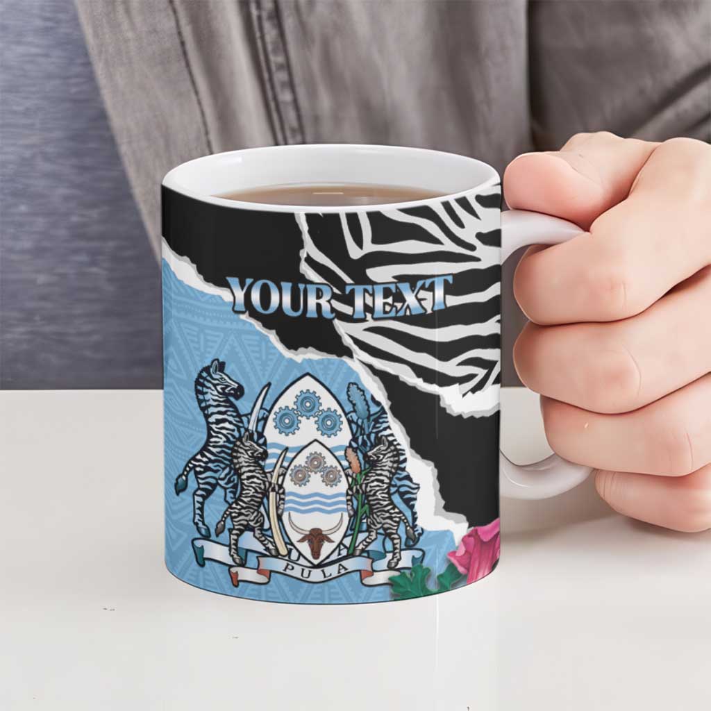 Personalized Botswana Independence Day Ceramic Mug Coat Of Arms Devils Claw - Wonder Print Shop