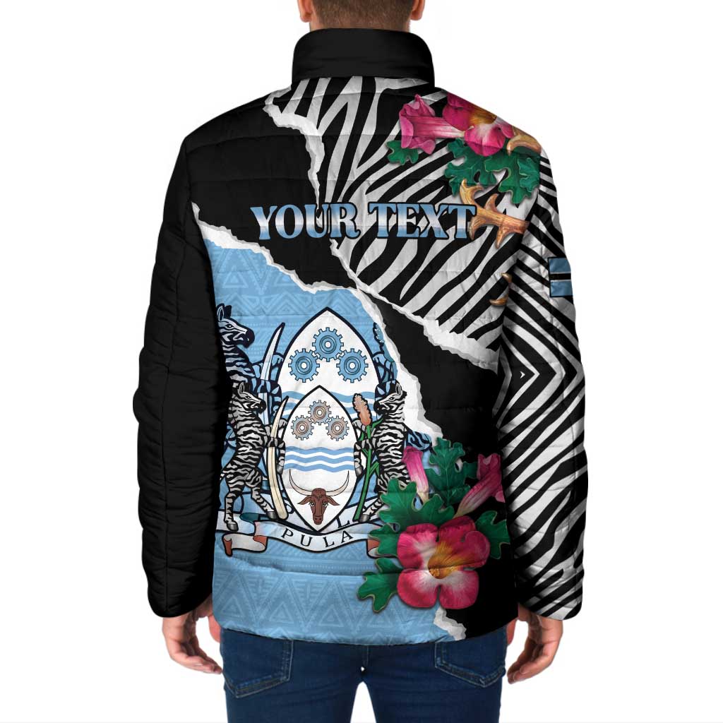 Personalized Botswana Independence Day Padded Jacket Coat Of Arms Devils Claw - Wonder Print Shop