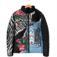 Personalized Botswana Independence Day Padded Jacket Coat Of Arms Devils Claw - Wonder Print Shop