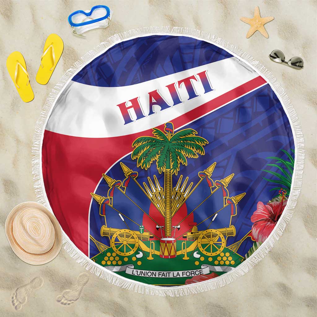 Haiti Beach Blanket Neg Marron Ayiti Map - Hibiscus Polynesian - Wonder Print Shop