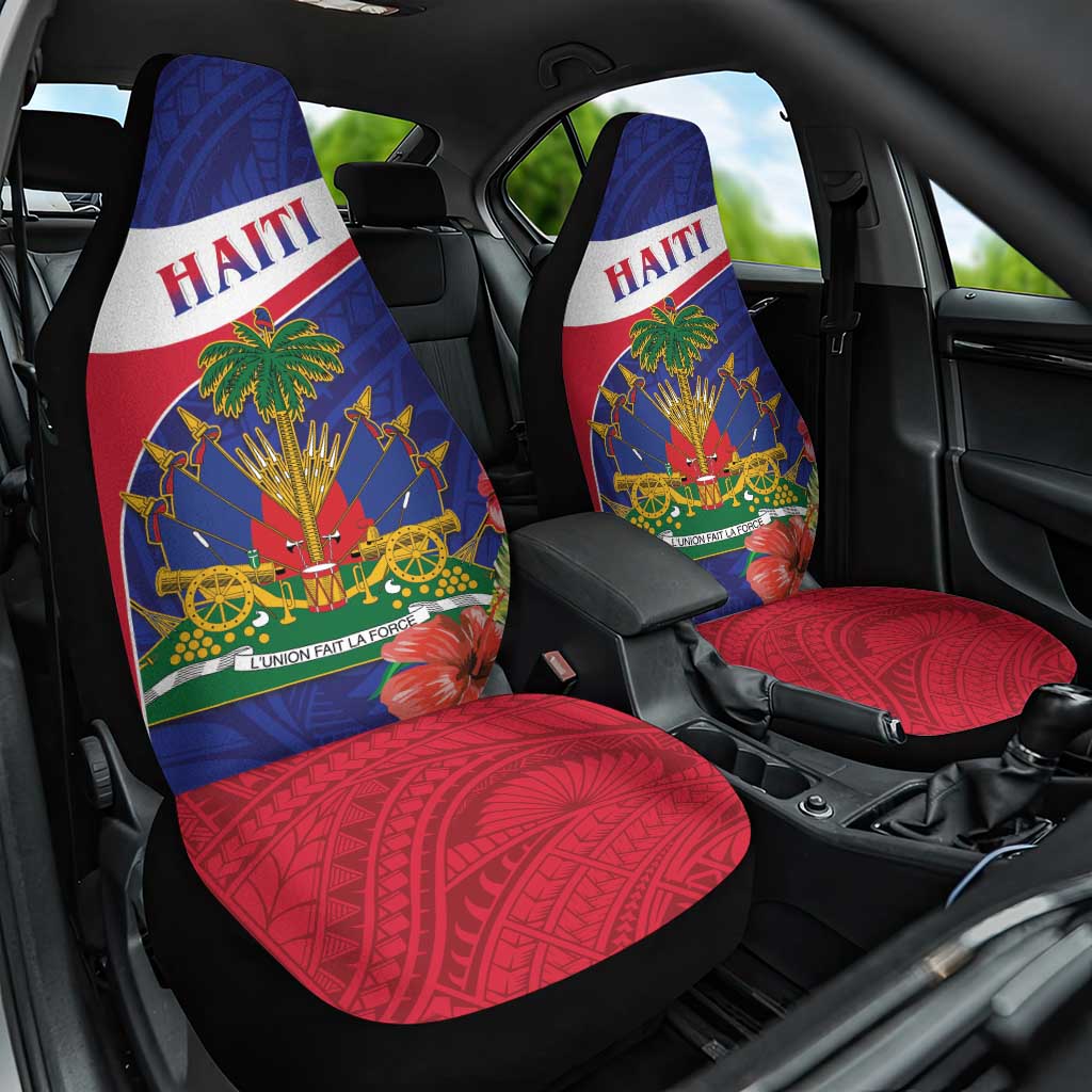 Haiti Car Seat Cover Neg Marron Ayiti Map - Hibiscus Polynesian