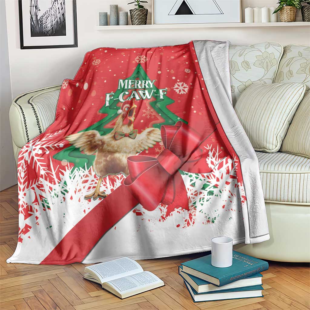 Funny Christmas Chicken Blanket Merry F Caw F - Wonder Print Shop
