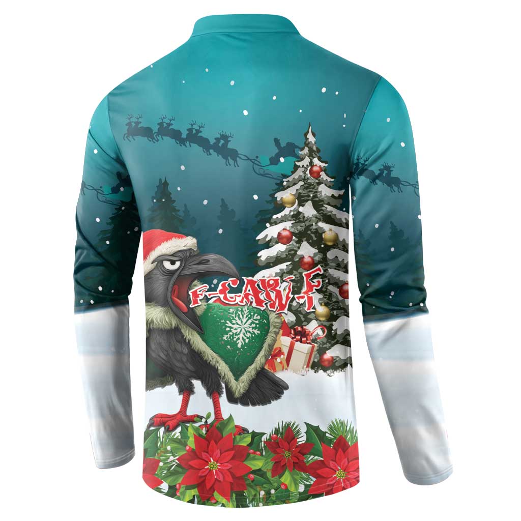 F Caw F Raven Santa Button Sweatshirt Funny Christmas - Wonder Print Shop