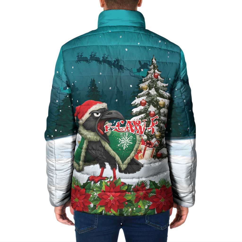 F Caw F Raven Santa Padded Jacket Funny Christmas - Wonder Print Shop