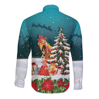F Caw F Chicken Long Sleeve Button Shirt Funny Christmas - Wonder Print Shop
