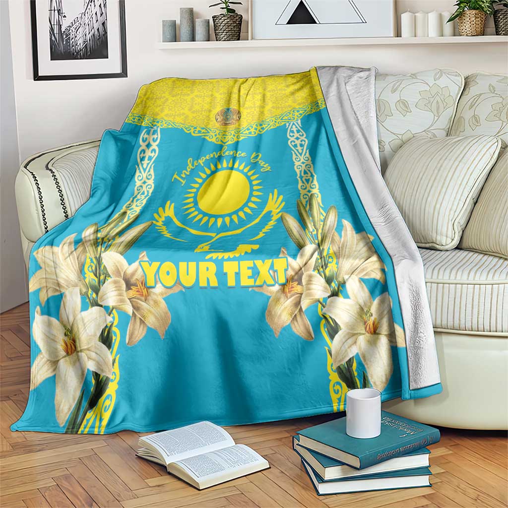 Personalised Kazakhstan Independence Day Blanket Lilium Peregrinum - Kazakh Pattern