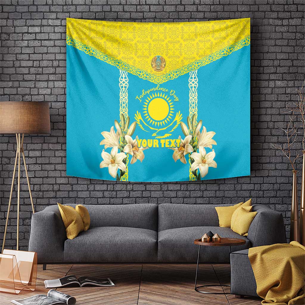 Personalised Kazakhstan Independence Day Tapestry Lilium Peregrinum - Kazakh Pattern