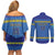 Custom Kazakhstan Hockey Couples Matching Off Shoulder Short Dress and Long Sleeve Button Shirt Go Kazakh - Wonder Print Shop