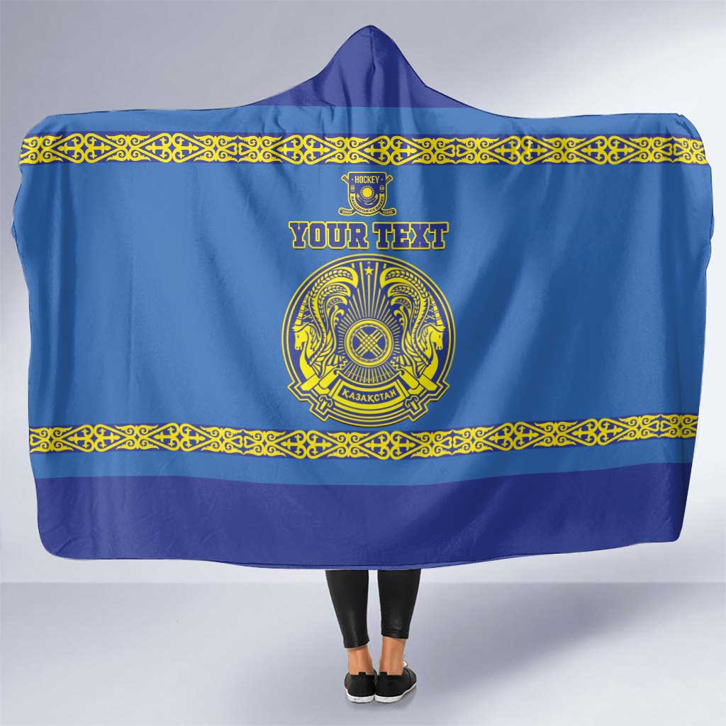 Custom Kazakhstan Hockey Hooded Blanket Go Kazakh