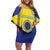 Custom Kazakhstan Football Family Matching Off Shoulder Short Dress and Hawaiian Shirt Go The Hawks - Wonder Print Shop