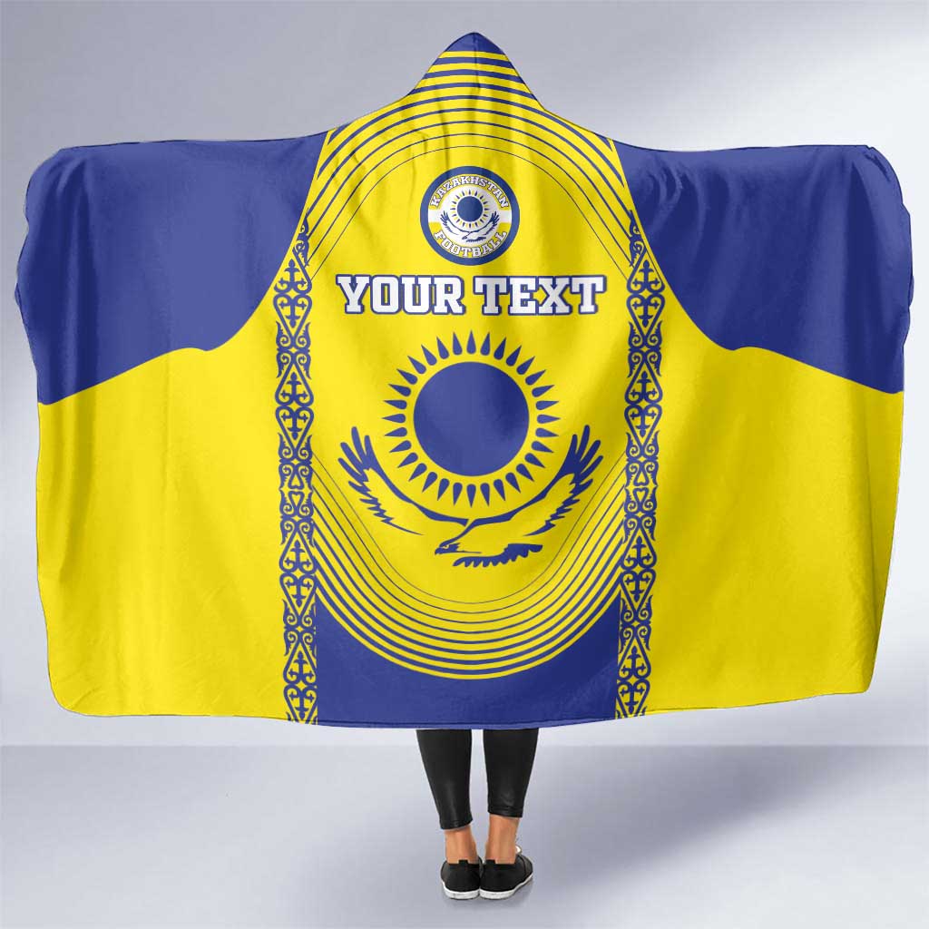 Custom Kazakhstan Football Hooded Blanket Go The Hawks