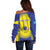 Custom Kazakhstan Football Off Shoulder Sweater Go The Hawks - Wonder Print Shop