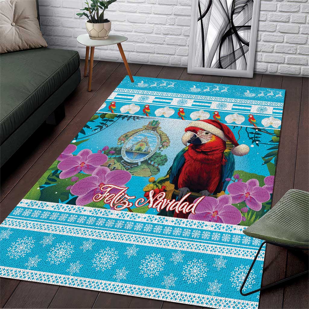 Honduras Christmas Area Rug Scarlet Macaw With Feliz Navidad - Wonder Print Shop