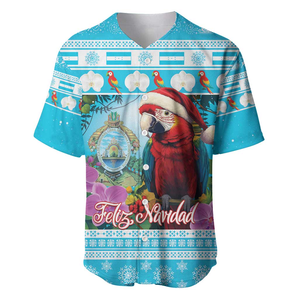 Honduras Christmas Baseball Jersey Scarlet Macaw With Feliz Navidad - Wonder Print Shop