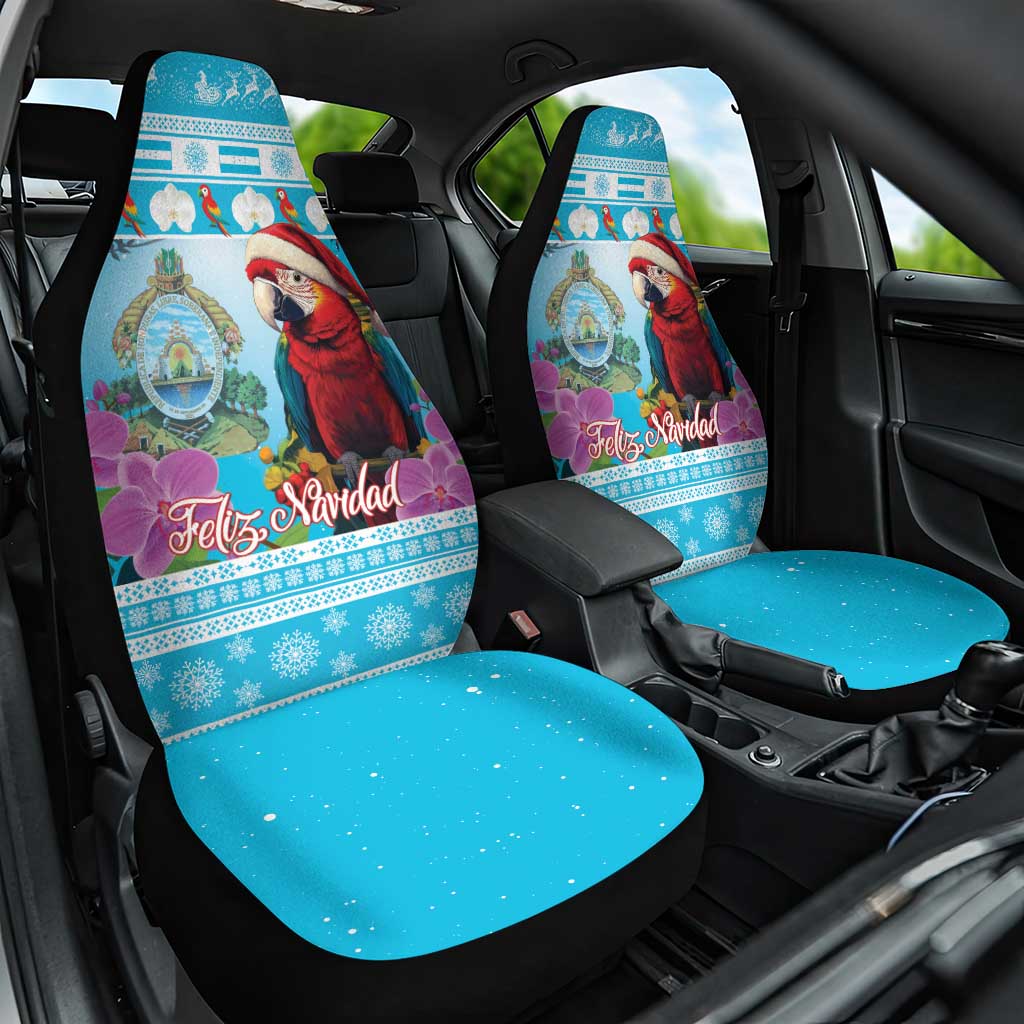 Honduras Christmas Car Seat Cover Scarlet Macaw With Feliz Navidad - Wonder Print Shop