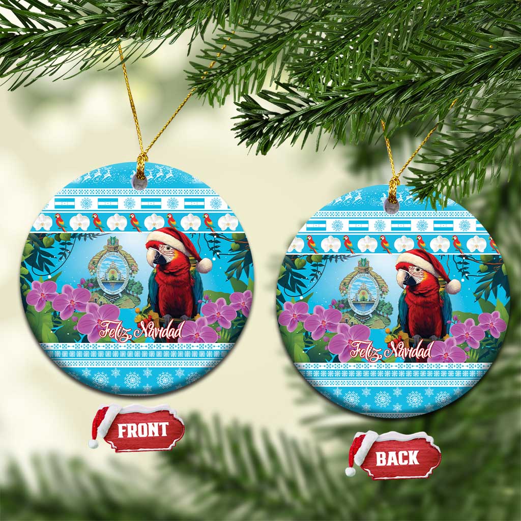 Honduras Christmas Ceramic Ornament Scarlet Macaw With Feliz Navidad - Wonder Print Shop