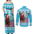 Honduras Christmas Couples Matching Off Shoulder Maxi Dress and Long Sleeve Button Shirt Scarlet Macaw With Feliz Navidad - Wonder Print Shop