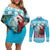 Honduras Christmas Couples Matching Off Shoulder Short Dress and Long Sleeve Button Shirt Scarlet Macaw With Feliz Navidad - Wonder Print Shop