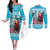 Honduras Christmas Couples Matching Off The Shoulder Long Sleeve Dress and Long Sleeve Button Shirt Scarlet Macaw With Feliz Navidad