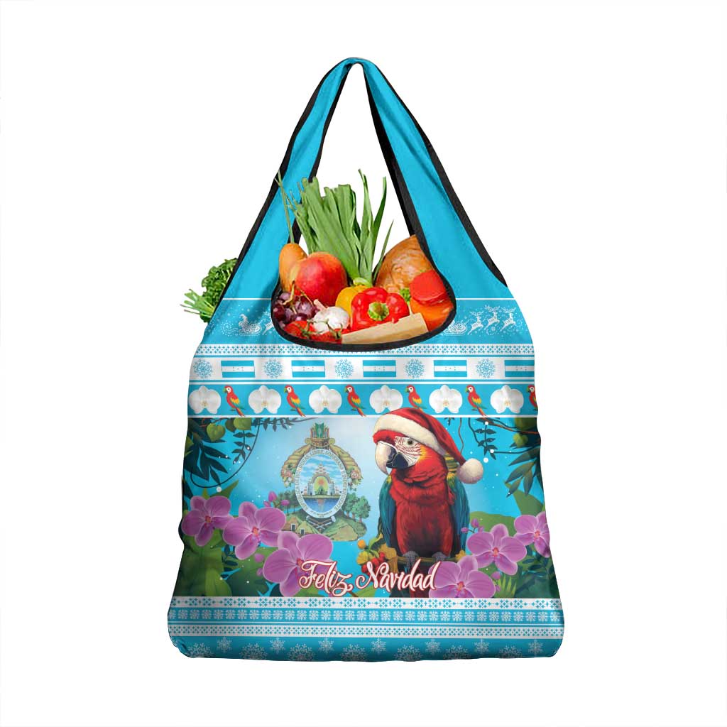 Honduras Christmas Grocery Bag Scarlet Macaw With Feliz Navidad