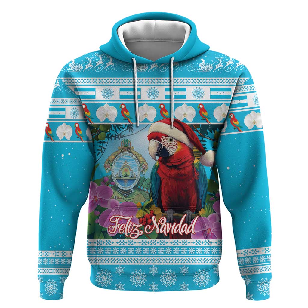 Honduras Christmas Hoodie Scarlet Macaw With Feliz Navidad - Wonder Print Shop