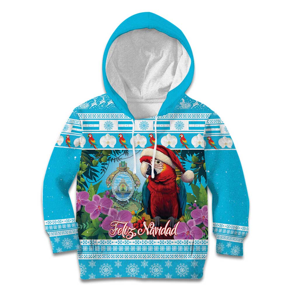 Honduras Christmas Kid Hoodie Scarlet Macaw With Feliz Navidad - Wonder Print Shop