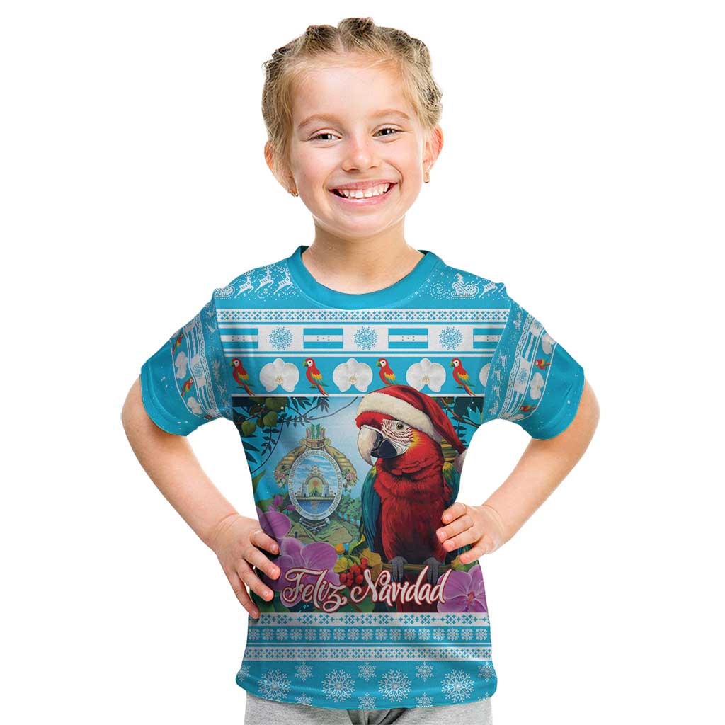 Honduras Christmas Kid T Shirt Scarlet Macaw With Feliz Navidad - Wonder Print Shop