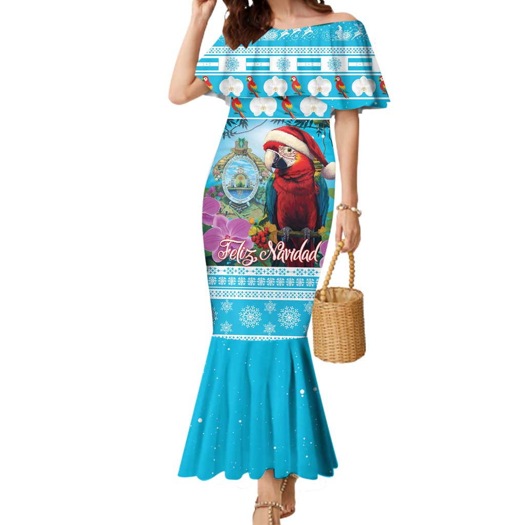 Honduras Christmas Mermaid Dress Scarlet Macaw With Feliz Navidad - Wonder Print Shop