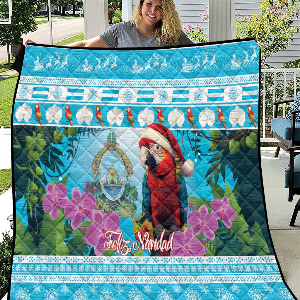 Honduras Christmas Quilt Scarlet Macaw With Feliz Navidad - Wonder Print Shop