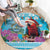 Honduras Christmas Round Carpet Scarlet Macaw With Feliz Navidad