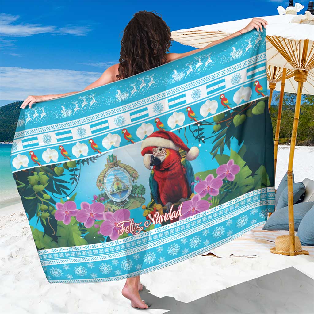 Honduras Christmas Sarong Scarlet Macaw With Feliz Navidad