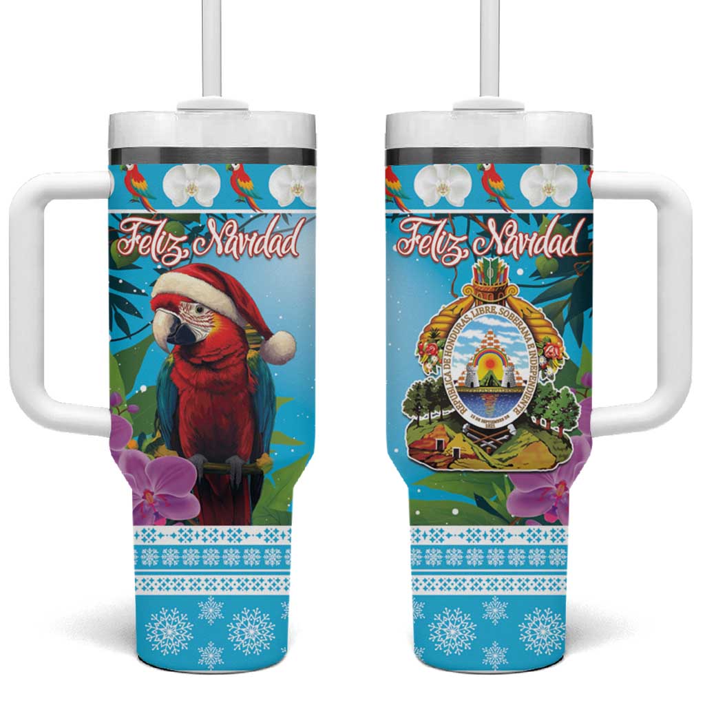 Honduras Christmas Tumbler With Handle Scarlet Macaw With Feliz Navidad - Wonder Print Shop