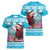 Honduras Christmas Women V-Neck T-Shirt Scarlet Macaw With Feliz Navidad - Wonder Print Shop