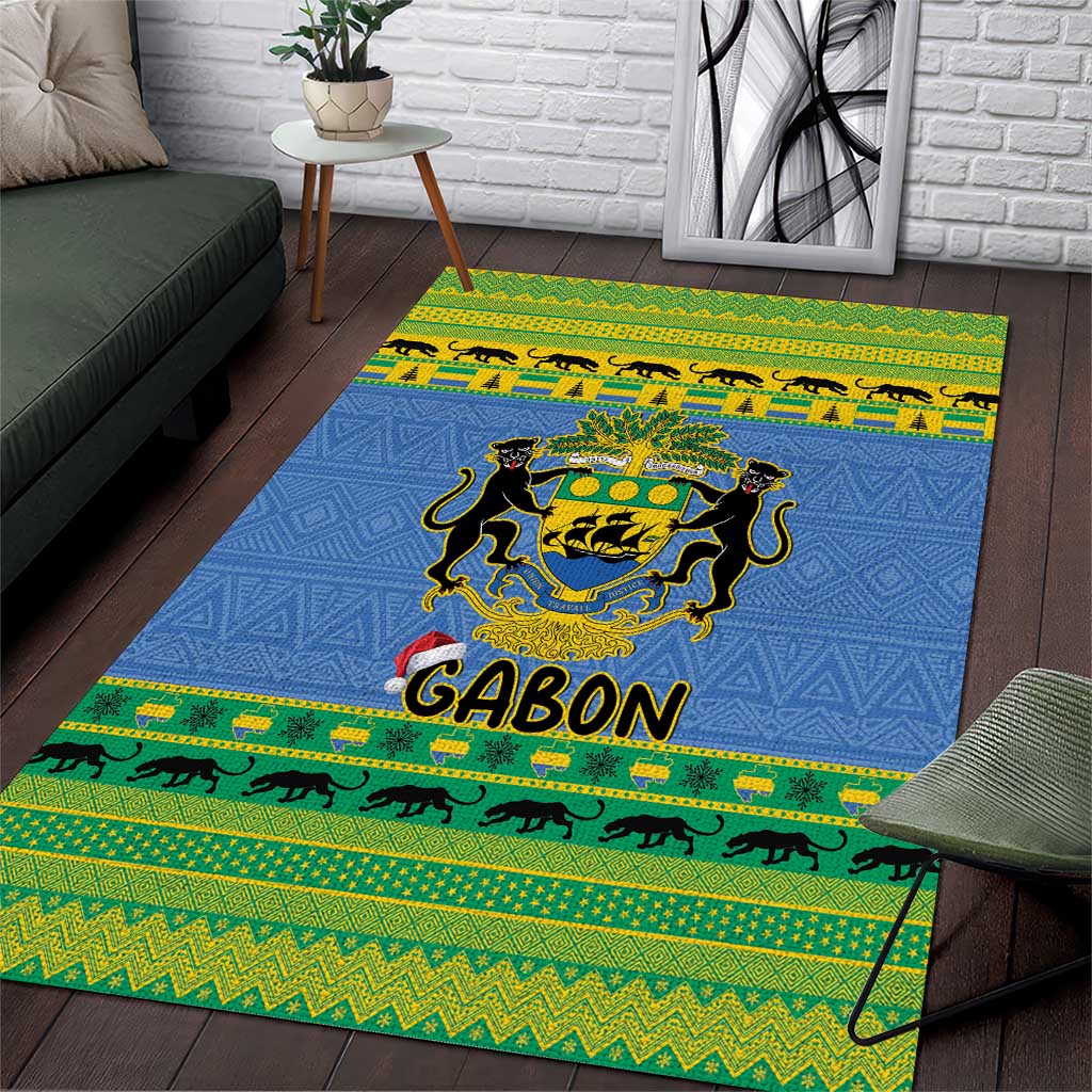 Gabon Christmas Area Rug Coat Of Arms Joyeux Noel - Wonder Print Shop